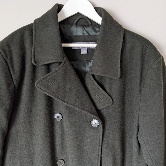 Vintage Dark Green Wool Double Breasted Pea Coat - Picture 4 of 13